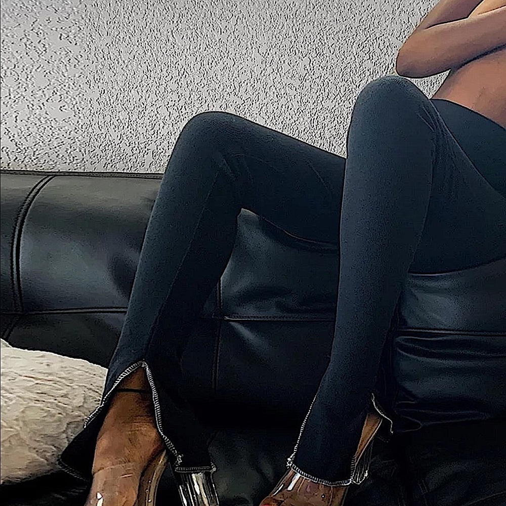 NEW Black Slit Fitted Pants